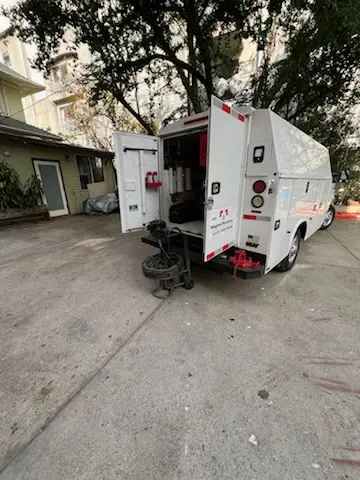 Magnet Plumbing service vehicle on-site for Water Heater Repair in La Center